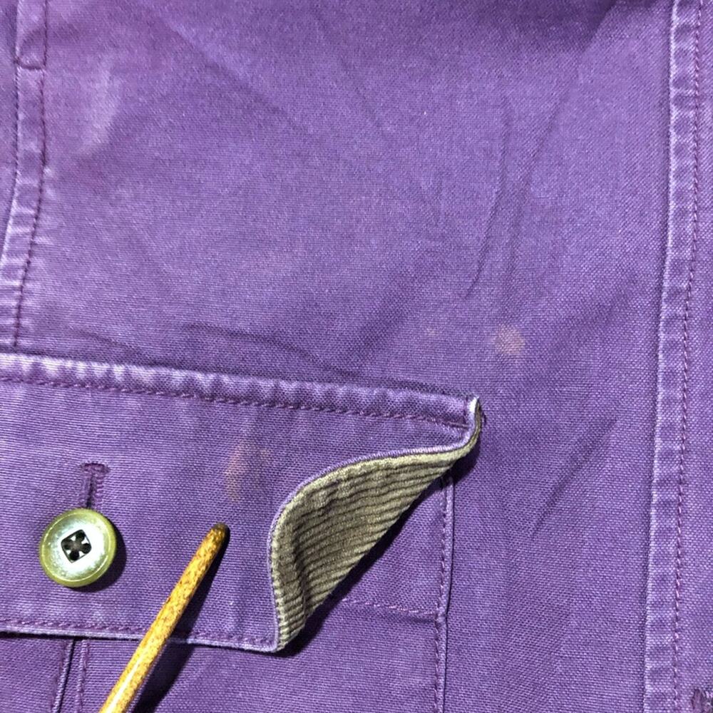 LL Bean womens plum purple quilted chore barn coat L corduroy trim 267097 lined - Picture 16 of 16
